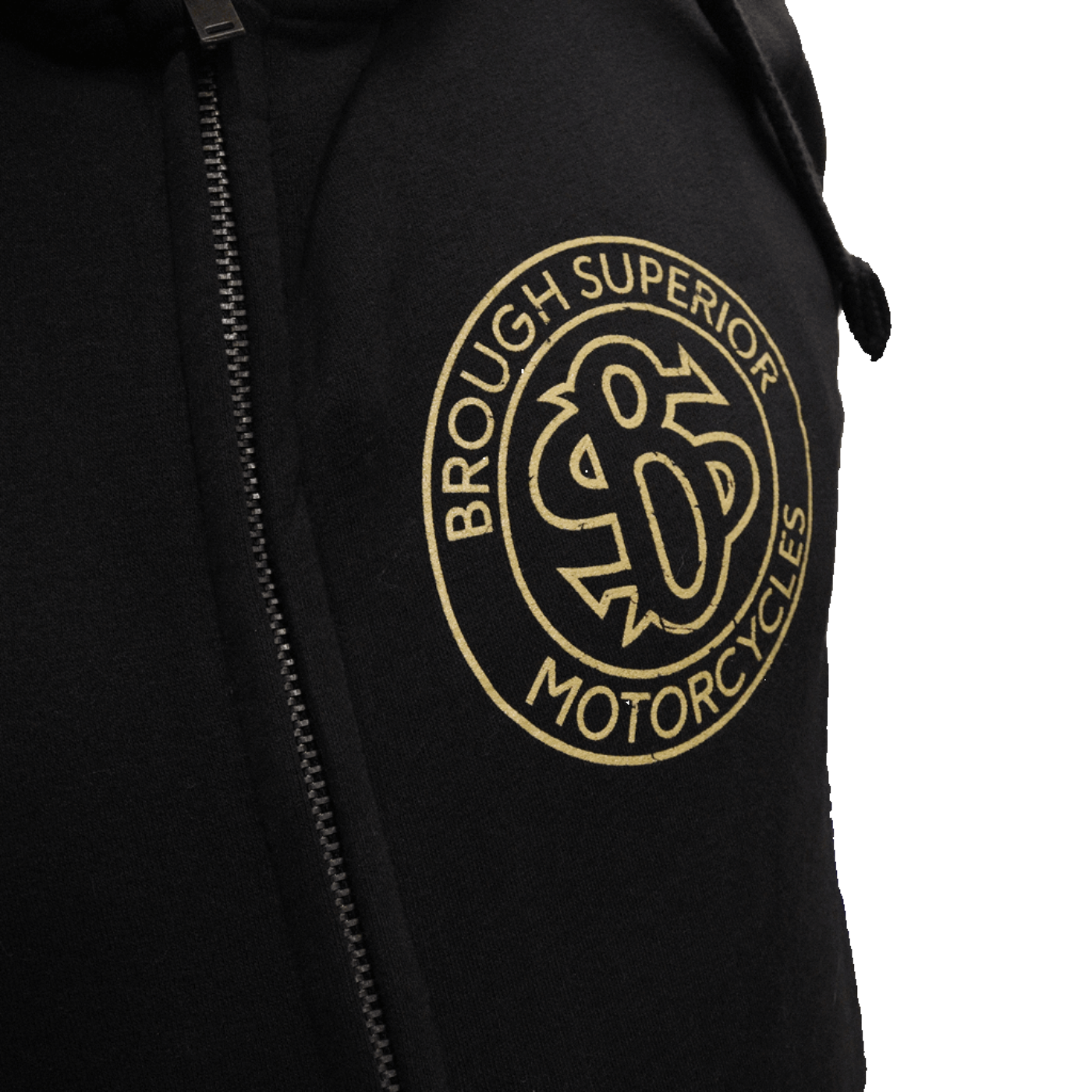 Brough Superior Zipped Hoodie Black with Logos
