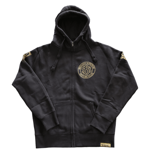 Brough Superior Zipped Hoodie Black with Logos